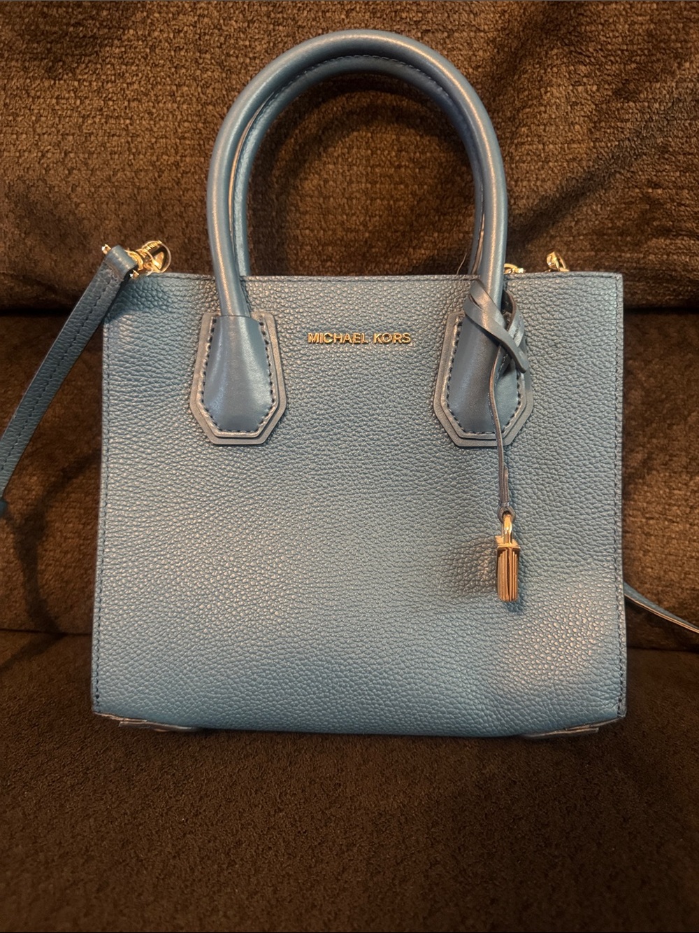 Michael Kors Light Blue Pebbled Leather Satchel